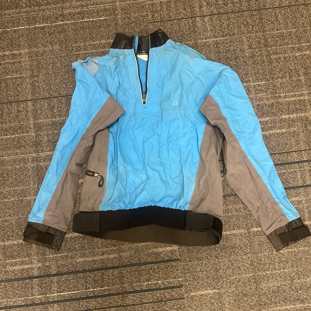 Blue and Gray Performance Jacket with Quarter-Zip Design